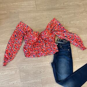 House of Harlow 1960 Red Burna Blouse- Size Medium